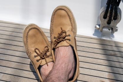 Proper shoes for a sailboat trip are a must! - Boothbay Harbor sailing trips